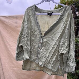Urban Outfitters Green Button-Up Blouse